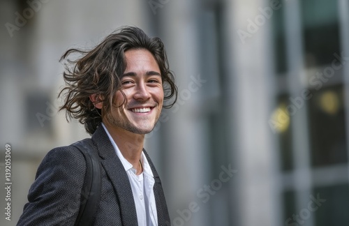 Wallpaper Mural Confident Young Man in Suit Walking on Street Torontodigital.ca