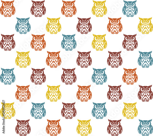 seamless pattern with colorful owls