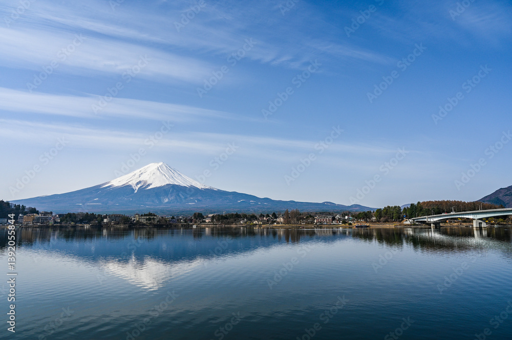 山梨県河口湖と富士山 山梨県河口湖と富士山