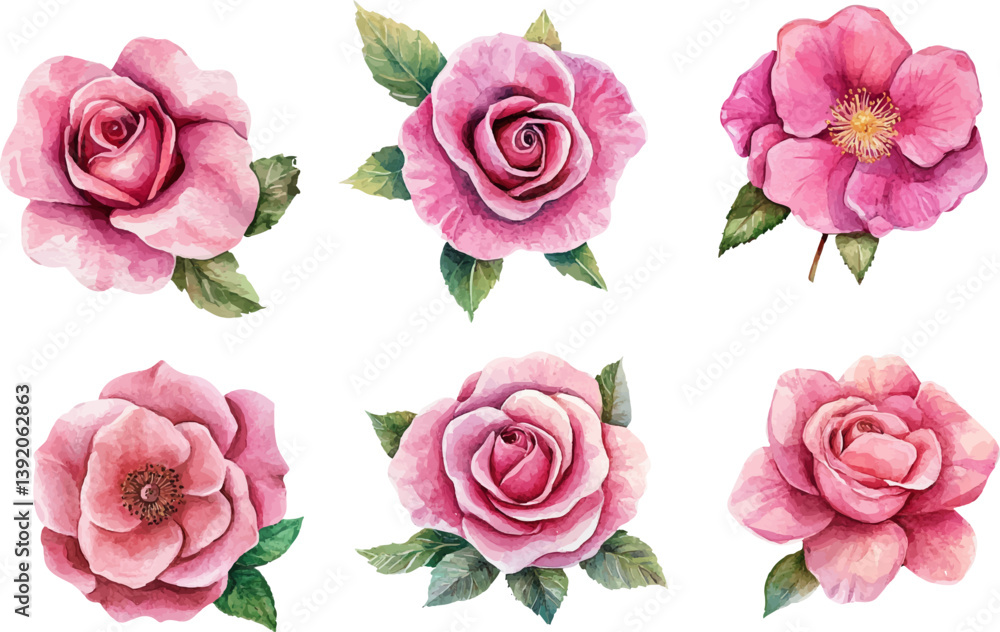 Fototapeta premium pink roses isolated on white
