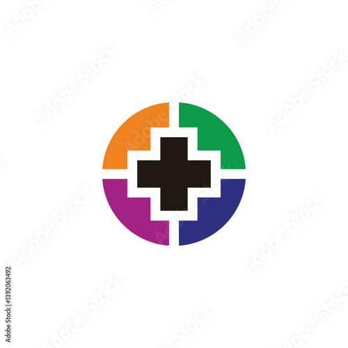 plus medical circles geometric colorful logo vector