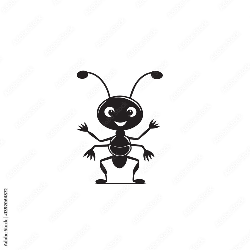 Fototapeta premium Ant cartoon character silhouette