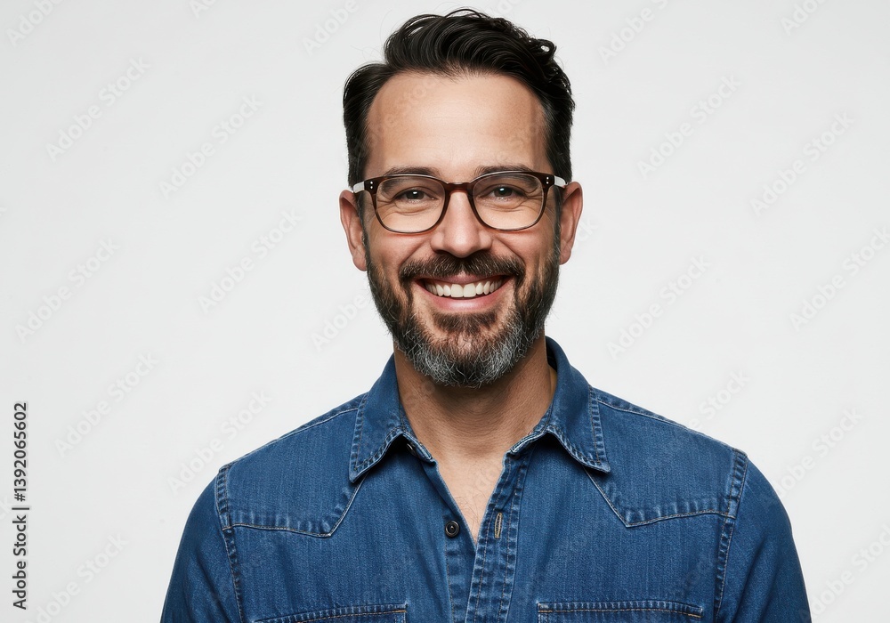Fototapeta premium Portrait smiling man short dark