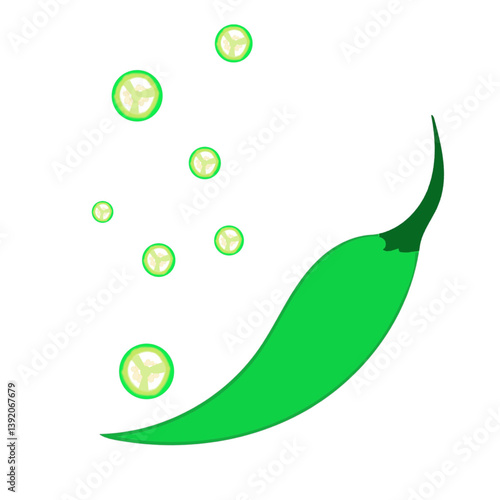 chopped green chilly with a green chilly ingredient for cooking illustration