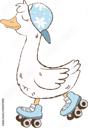 Cute Spring Silly Goose Doodle Hand Drawn 