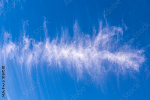 puffy soft clouds in harmonic vertical structure at sky
