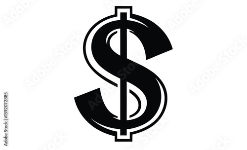 Dollar symbol money icon flat silhouette, American dollar currency or dollar symbol flat icon for apps and websites 