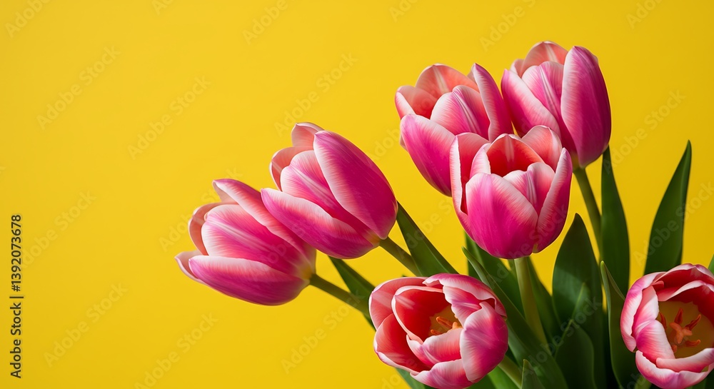 Fototapeta premium Pink Tulips Burst: A Springtime Bloom AI Generated