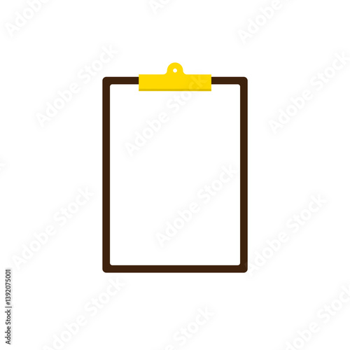 Note board with blank white paper. Notebook with clean sheet. Vector illustration.