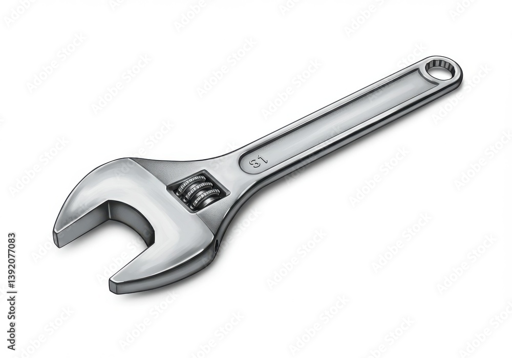 Adjustable wrench chrome finish realistic Adjustable wrench chrome finish realistic