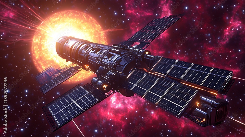 A futuristic spacecraft exploring the icy surface of Europa, with glowing drills and vibrant cosmic light reflecting off the ice A futuristic spacecraft exploring the icy surface of Europa, with glowing drills and vibrant cosmic light reflecting off the ice