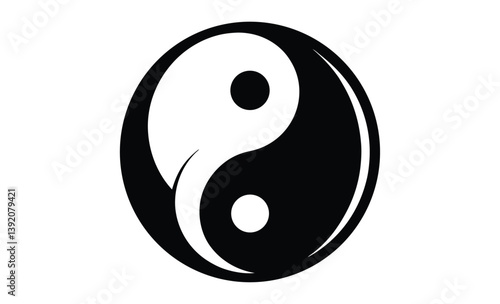 Ying yang balance icon flat silhouette, Ying yang balance flat icon for apps 