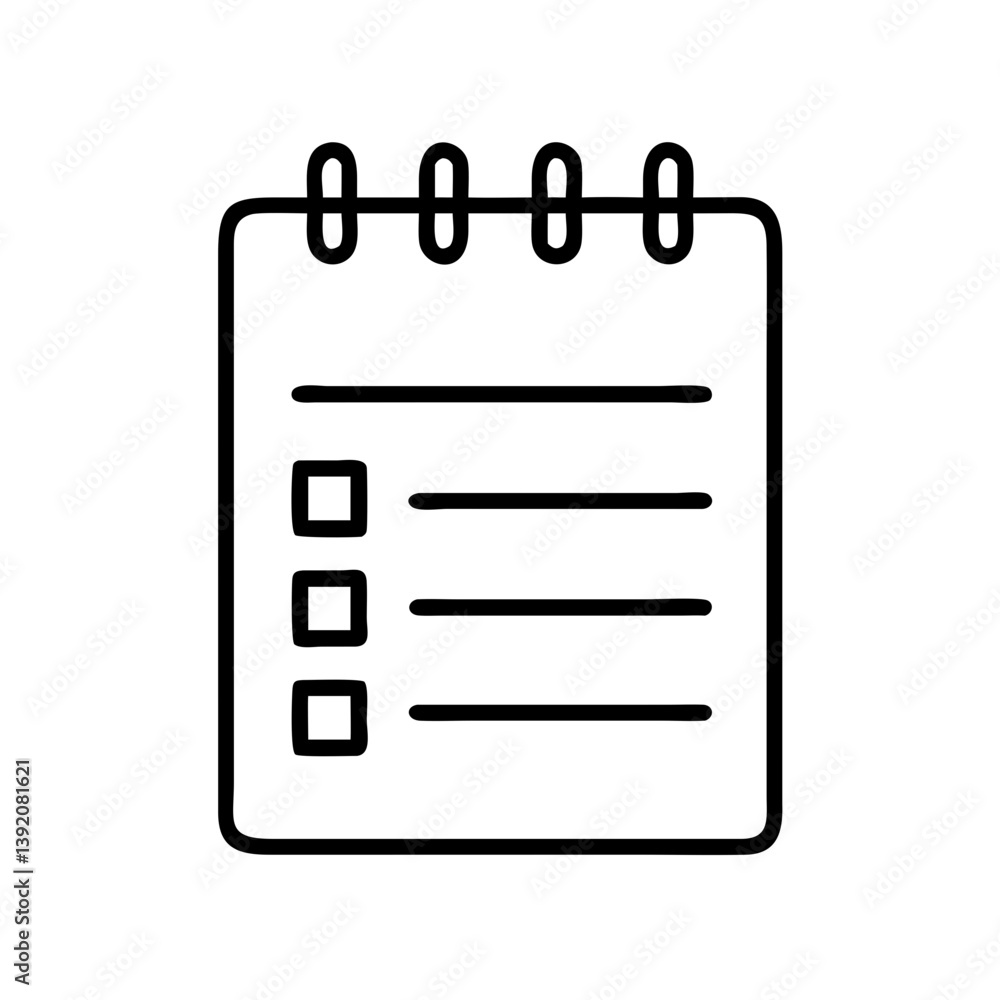 Checklist notepad vector icon for task management and organization in outline style for ui design Checklist notepad vector icon for task management and organization in outline style for ui design