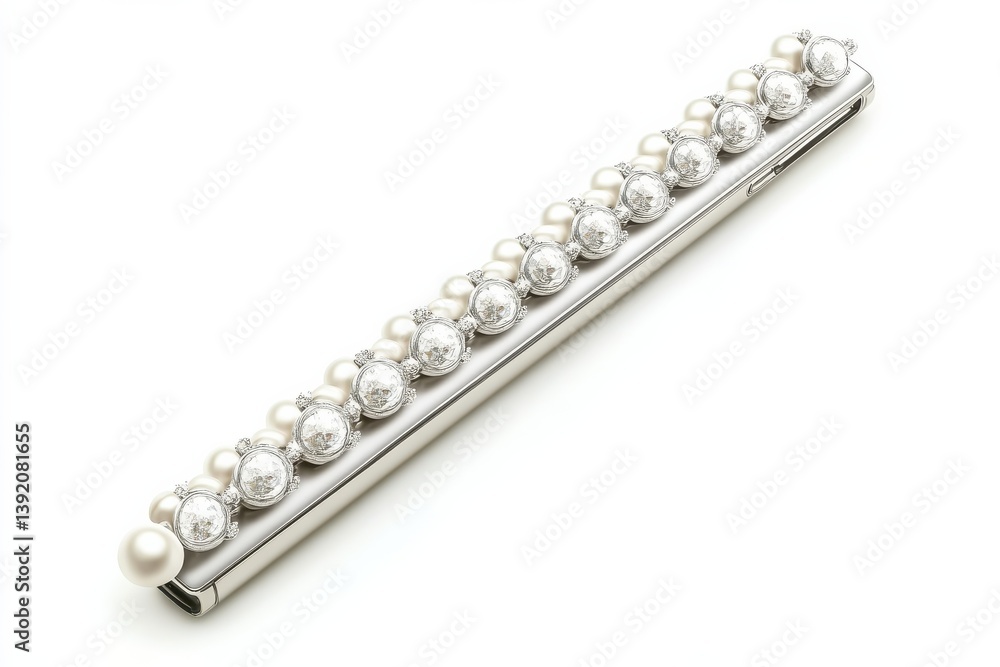 Elegant pearl hair barrette silver metal exquisite detailing stylish accessory bridal hair jewelry isolated on transparent background Elegant pearl hair barrette silver metal exquisite detailing stylish accessory bridal hair jewelry isolated on transparent background