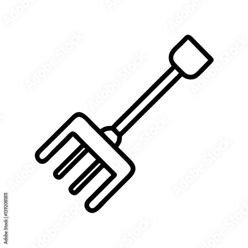 Garden fork outline vector icon illustration for gardening tools and agriculture equipment design concept use,  char