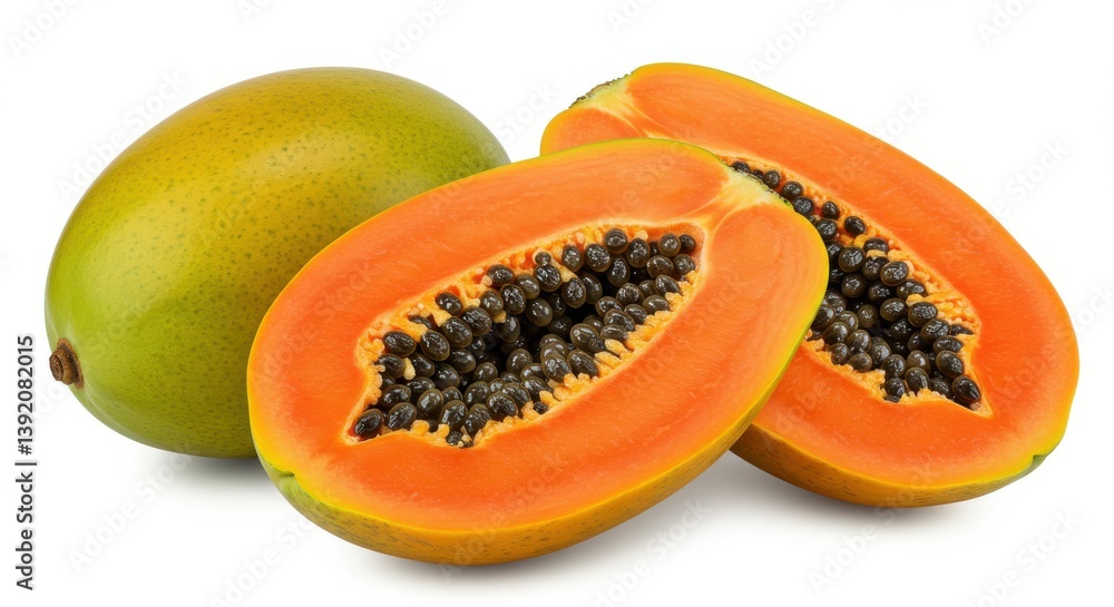 Vibrant papaya fruit cut open Vibrant papaya fruit cut open