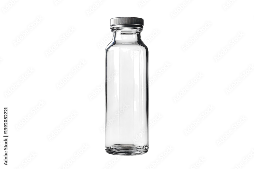 Clear glass bottle sleek design perfect for product display clean studio shot minimal background isolated on transparent background Clear glass bottle sleek design perfect for product display clean studio shot minimal background isolated on transparent background