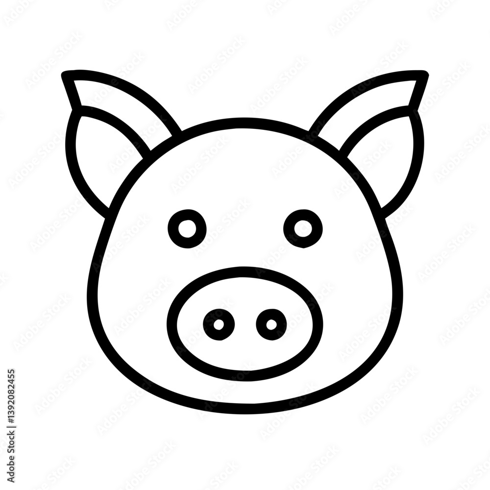 Pig face drawing vector illustration cute animal farm livestock swine outline graphic design icon simple art head Pig face drawing vector illustration cute animal farm livestock swine outline graphic design icon simple art head