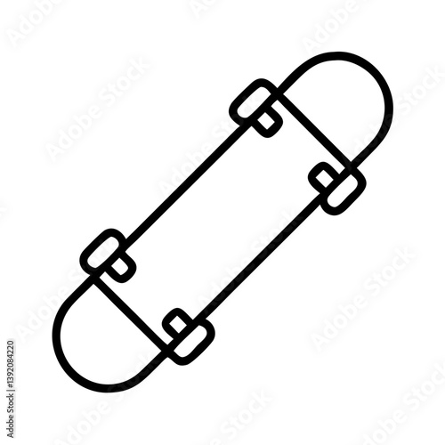 Skateboard outline vector illustration for skate park extreme sports and recreation design elements isolated art