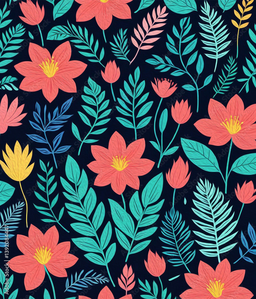 Oil painting . Artistic brush strokes. Botanical pattern for printing on wall decorations. Oil painting . Artistic brush strokes. Botanical pattern for printing on wall decorations.