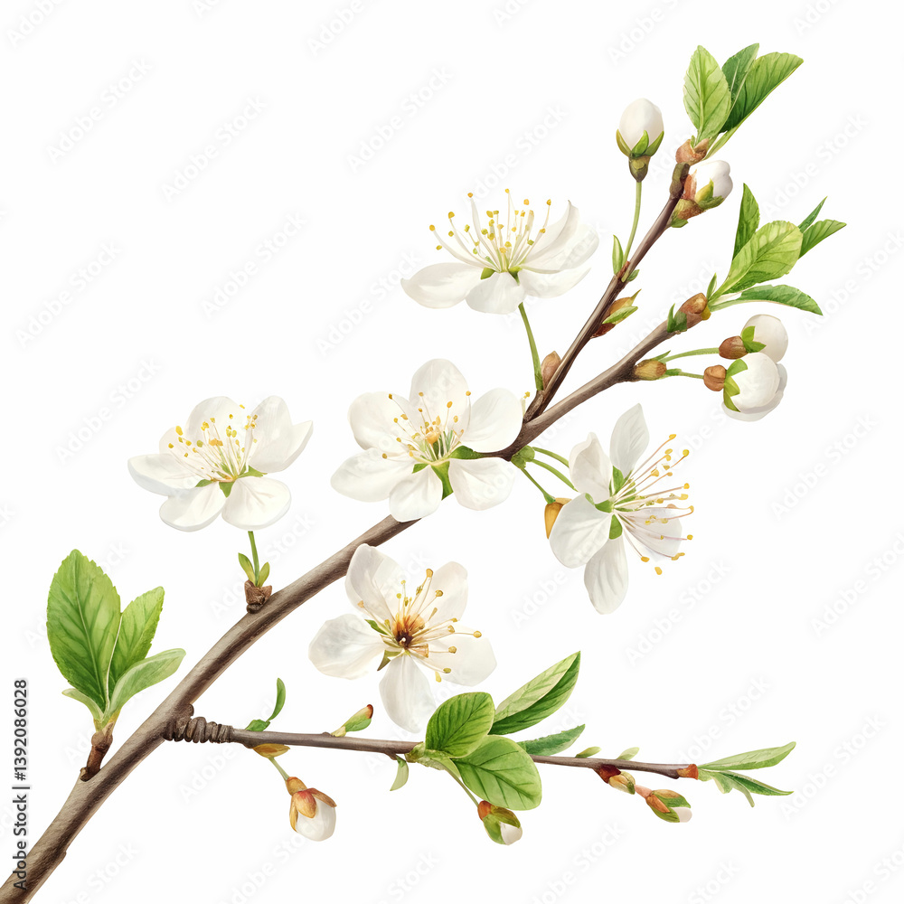 Fototapeta premium blooms twig apples tree on transparent background