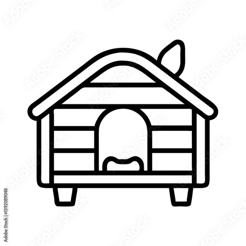 Dog house kennel outline vector illustration pet shelter animal home canine wooden architecture residence 