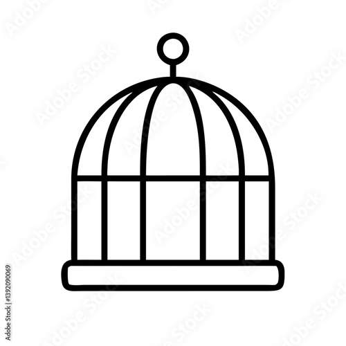 Birdcage vector icon illustration, outline bird cage graphic, pet bird house line art drawing design