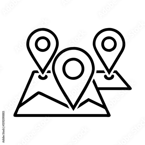 Location map pin icon vector for gps navigation and travel destination with multiple points of interest