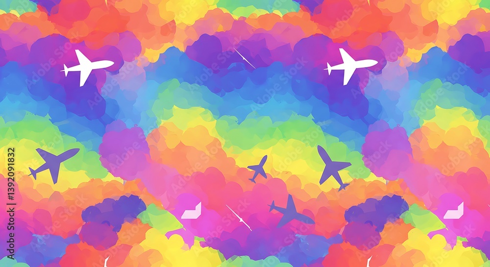 Rainbow Skies: Watercolor Flight Fantasy AI Generated Rainbow Skies: Watercolor Flight Fantasy AI Generated