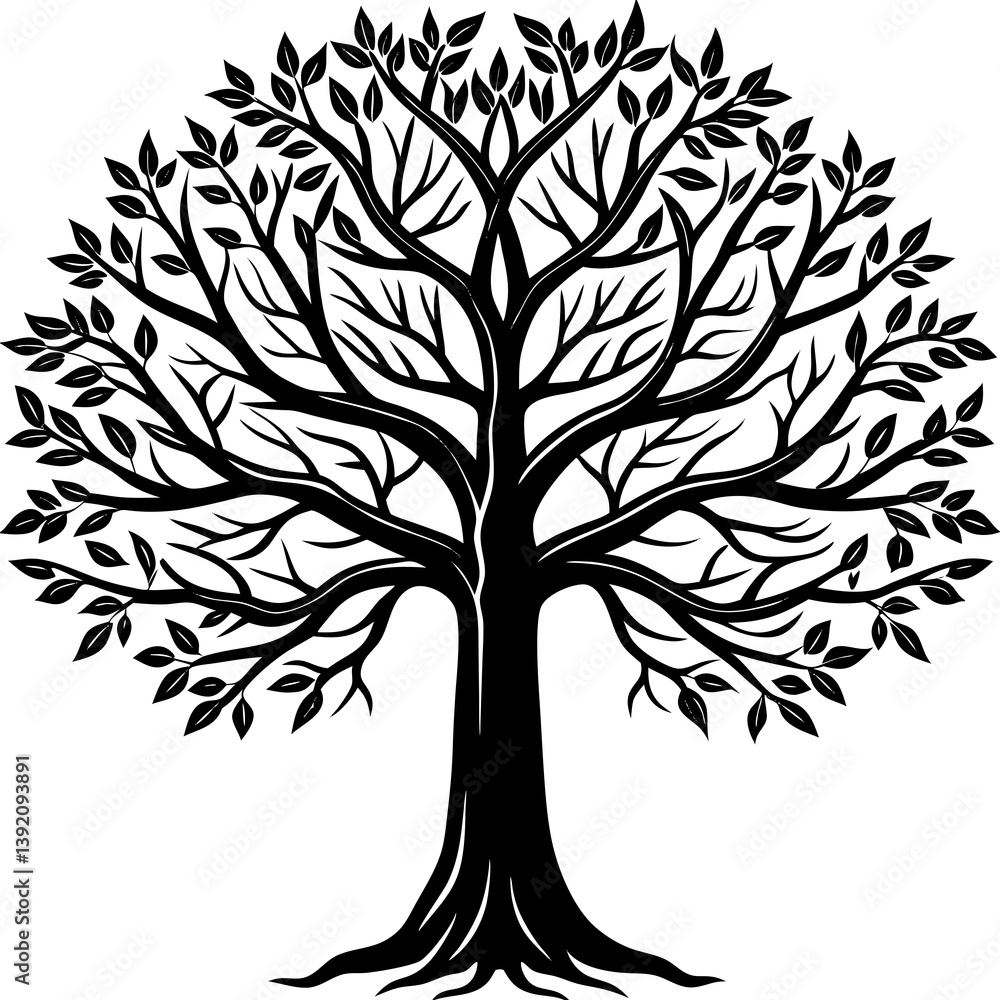Obraz premium Tree silhouette with long vertical trunk