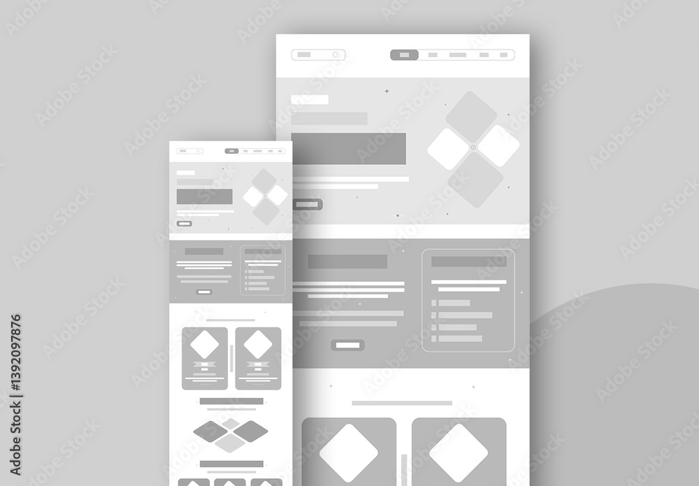 Wireframe Template Design Layout Stock Template | Adobe Stock