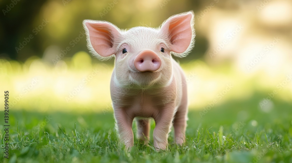 Cute piglet in a grassy field (1) Cute piglet in a grassy field (1)