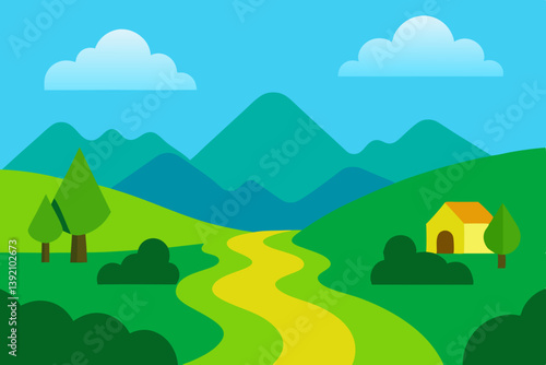 landscape with mountains and trees