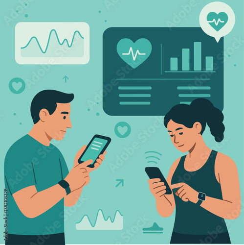 Smart health monitoring flat vector