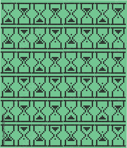 Pixel art vector icons of loading symbols and hourglasses in retro 8-bit style