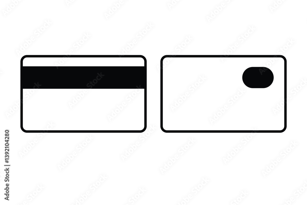 Minimal vector icons of various credit and ID card designs. Minimal vector icons of various credit and ID card designs.