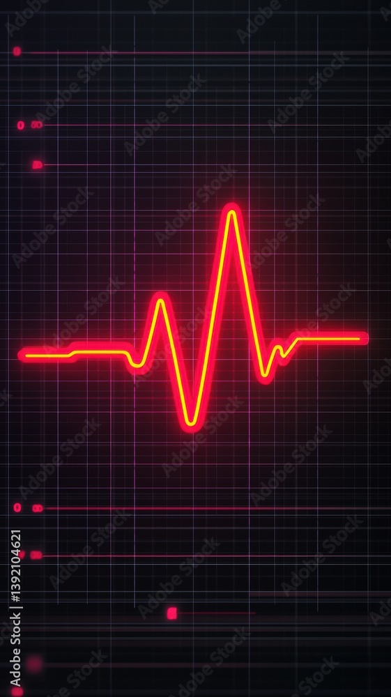 Naklejka premium Monitoring heartbeat patterns medical facility digital visualization neon environment close-up view health concepts