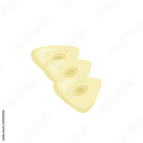 Peeled garlic illustration. Spice ingredient for culinary design.
