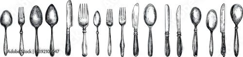 A hand-drawn image of cutlery is set against a plain white background