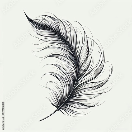 Elegant Feather Illustration in Fine Lines
