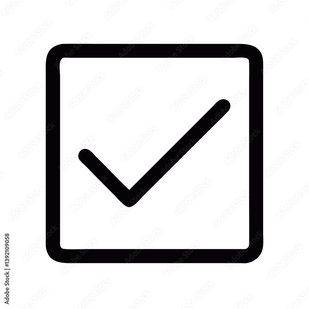 Minimal square checkmark icon in black outline Minimal square checkmark icon in black outline