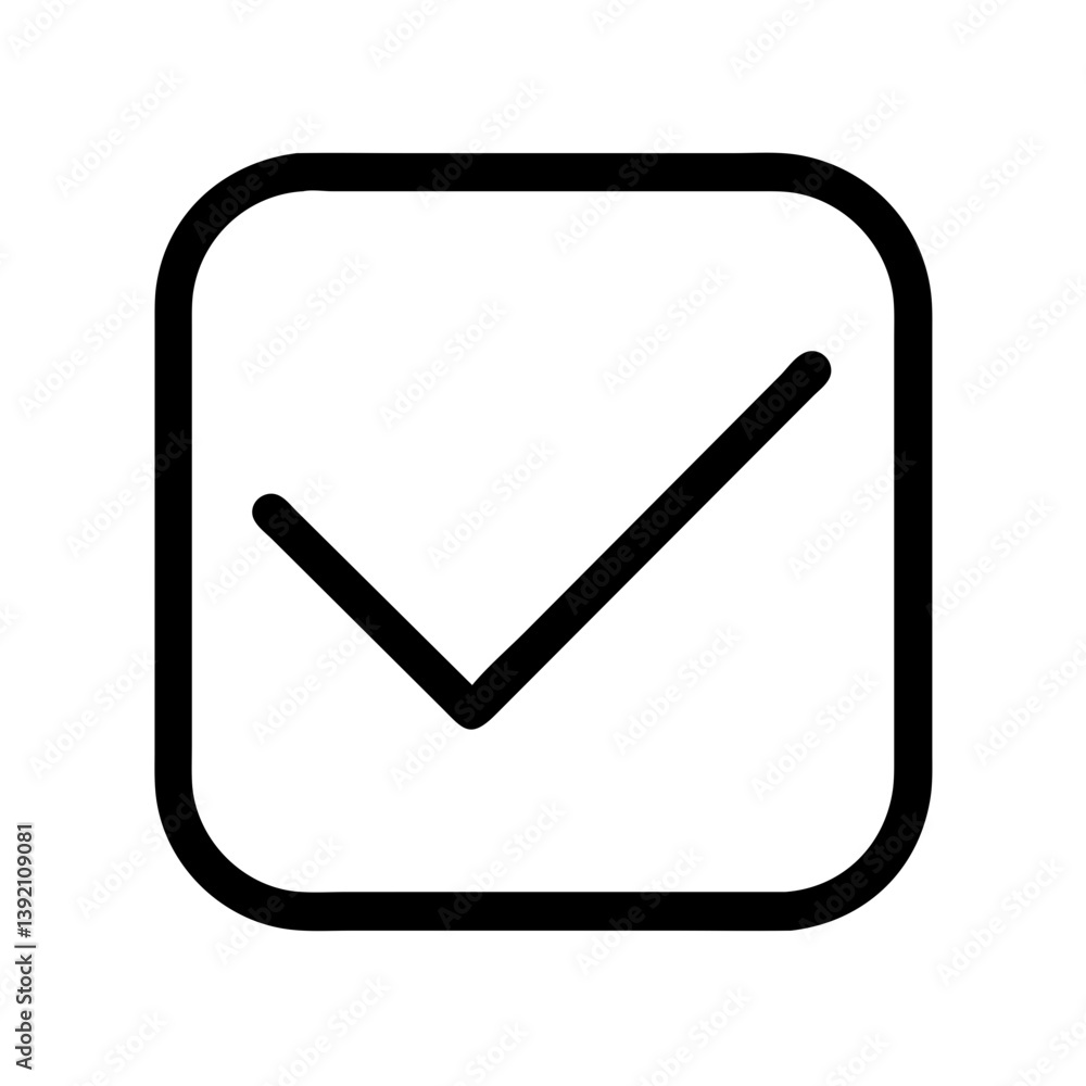 Minimal black outlined checkmark in square Minimal black outlined checkmark in square