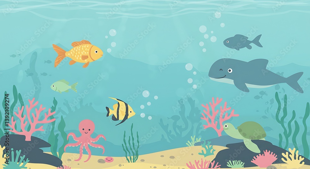 Ocean's Gentle Embrace: A Vibrant Underwater Scene AI Generated Ocean's Gentle Embrace: A Vibrant Underwater Scene AI Generated