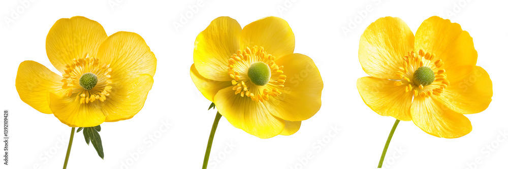 Vibrant Yellow Buttercup Flowers Blooming Close Up Vibrant Yellow Buttercup Flowers Blooming Close Up