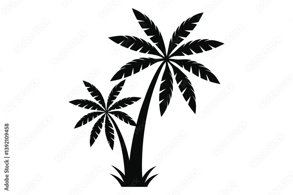 Obraz premium Palm Tree Silhouette, Palm Tree Icon, Graphic Vector