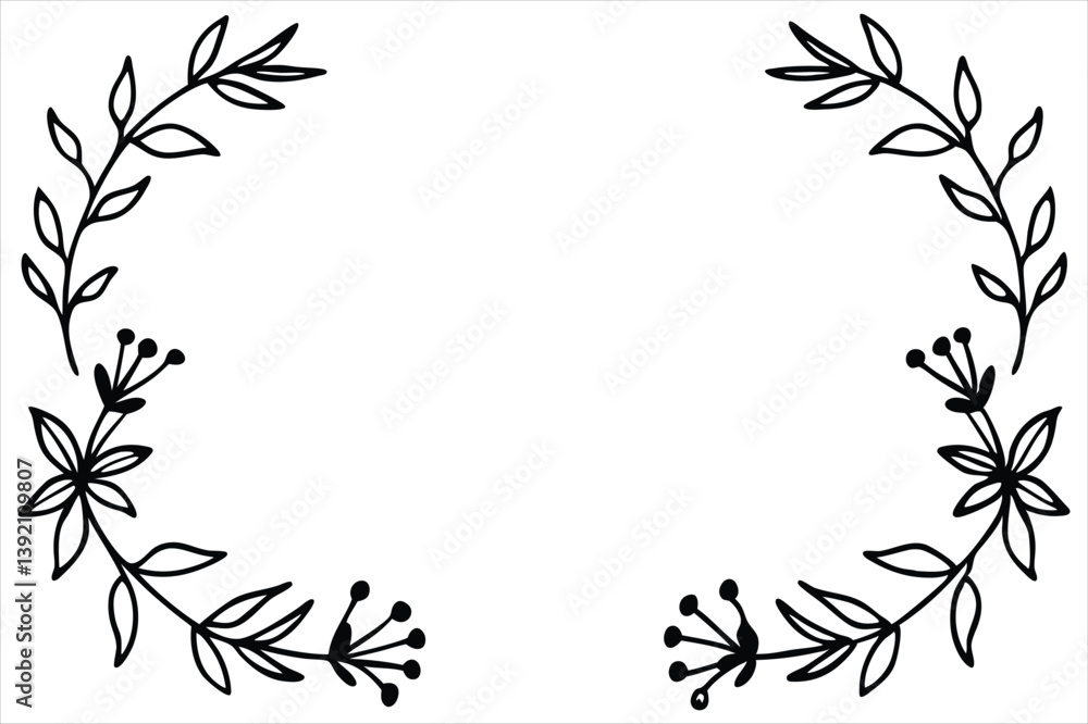 Naklejka premium Floral Frame with Pink Lily and Leaf Ornament in Vintage Spring Design