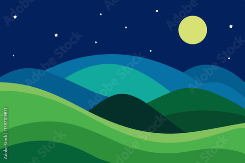Obraz na płótnie night landscape with moon and stars w salonie