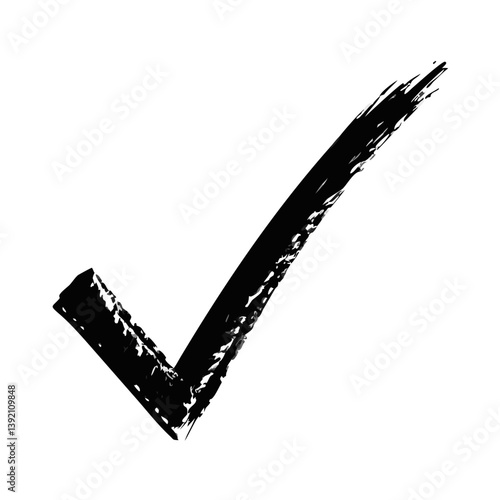 Black brush checkmark on white background