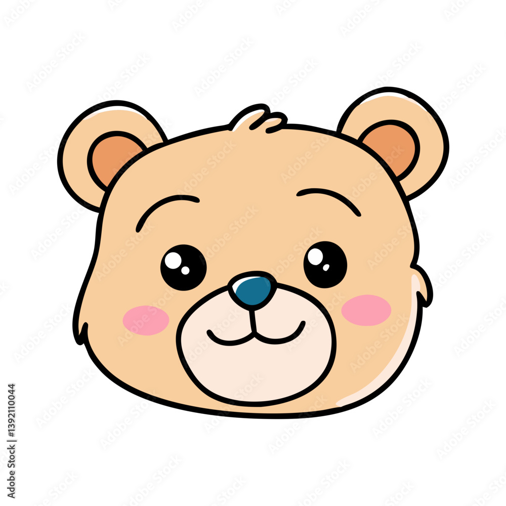 Obraz premium Cute bear face illustration with happy expression