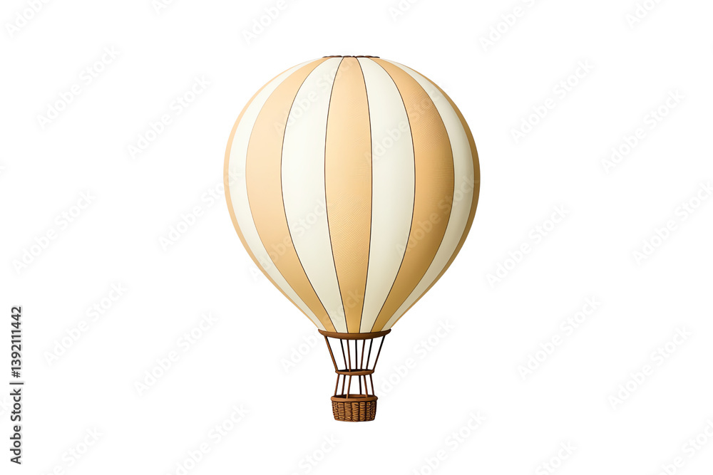 Fototapeta premium A classic hot air balloon featuring vertical stripes in soft cream and beige tones.